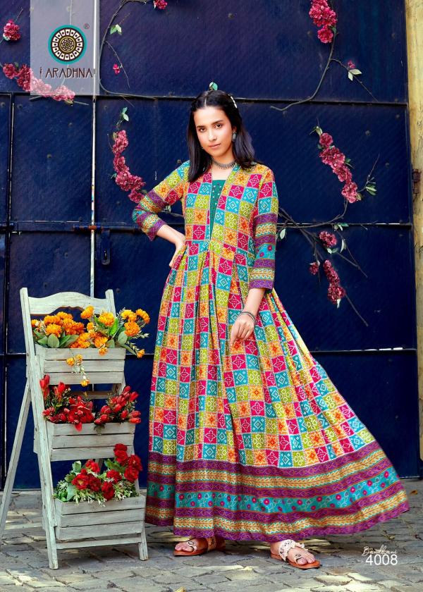 Aradhna Bandhani Vol 4 Fancy Long Anarkali Kurti Collection